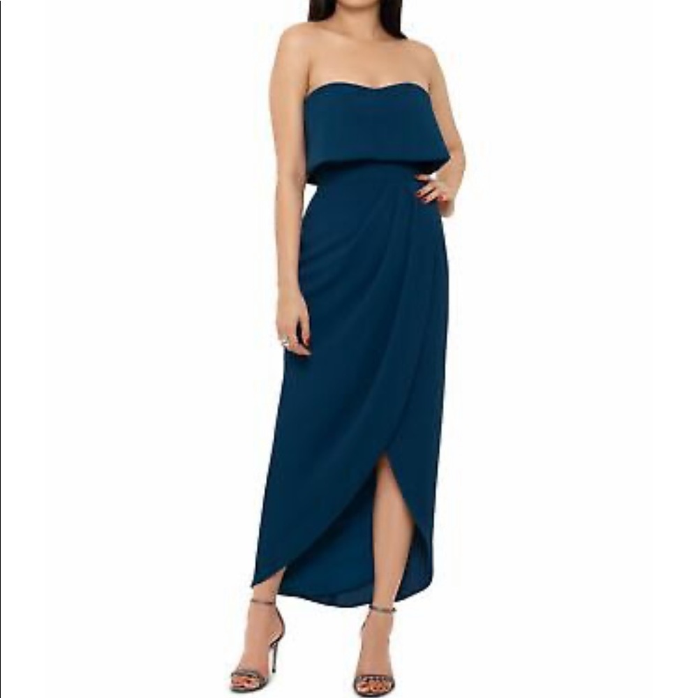 Strapless blue dress